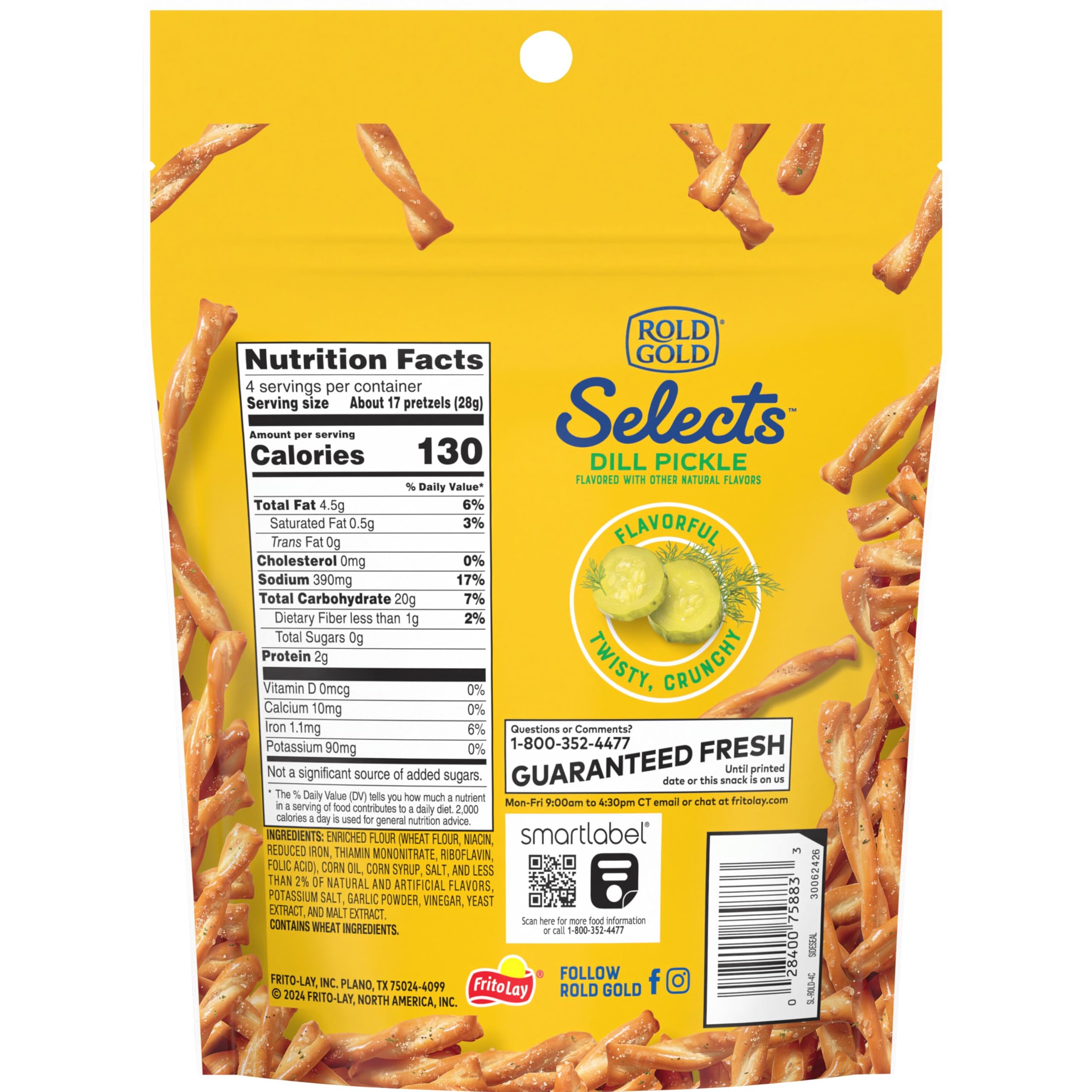 Rold Gold Selects dill pickle twists closeup emphasizes crisp texture ideal for dips