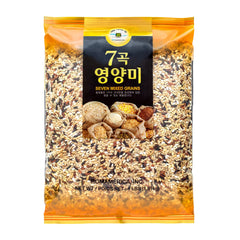 ROM AMERICA 7 premium mixed grains rice in a colorful bowl; fiber-rich and flavorful.