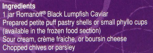 Romanoff Black Lumpfish caviar macro closeup shows delicate pearl texture