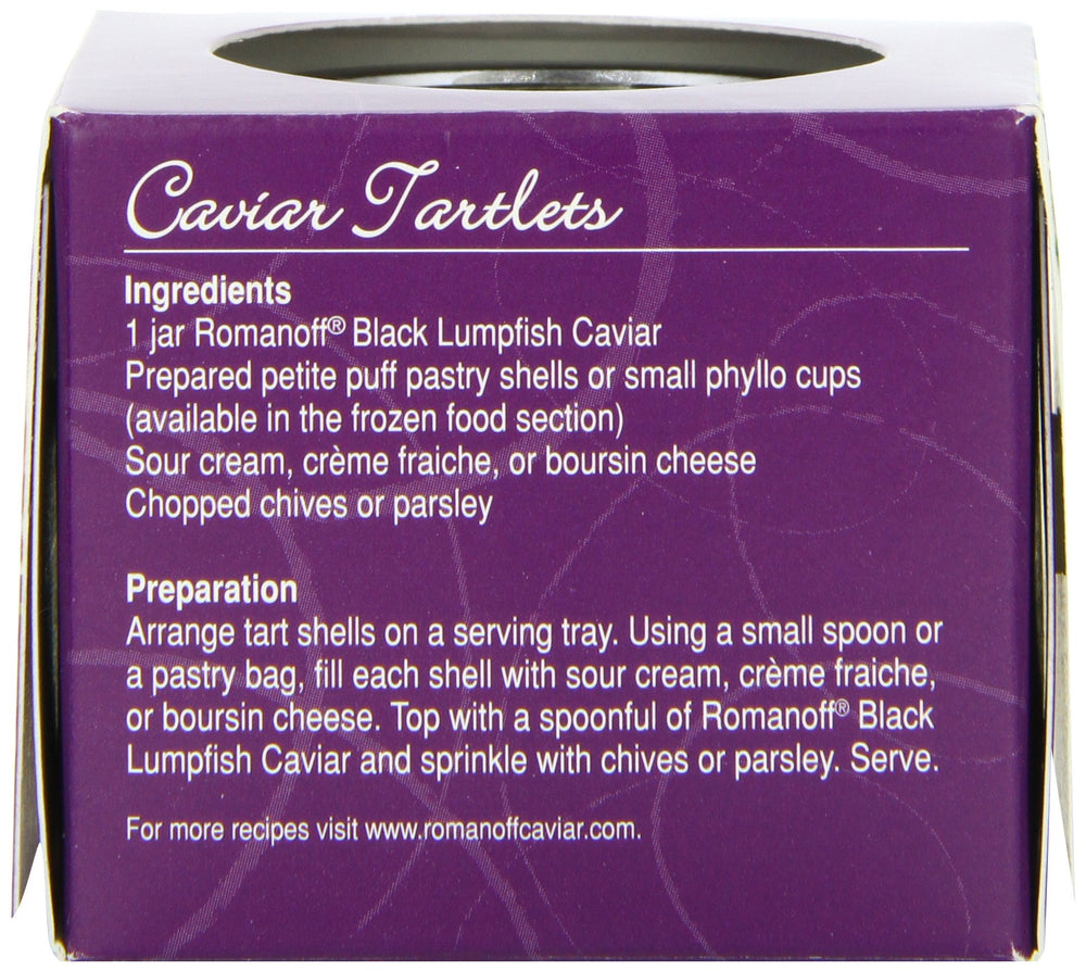 Romanoff Black Lumpfish caviar on cracker, an elegant canapé idea