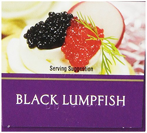 Romanoff Black Lumpfish caviar serving on spoon for tasting