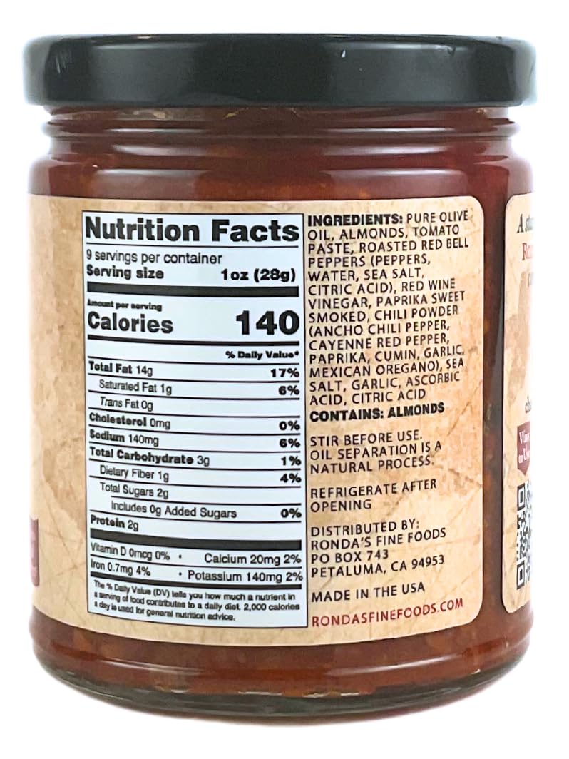 Ronda’s Romesco Dip spread on bread adds nutty depth and flavor.