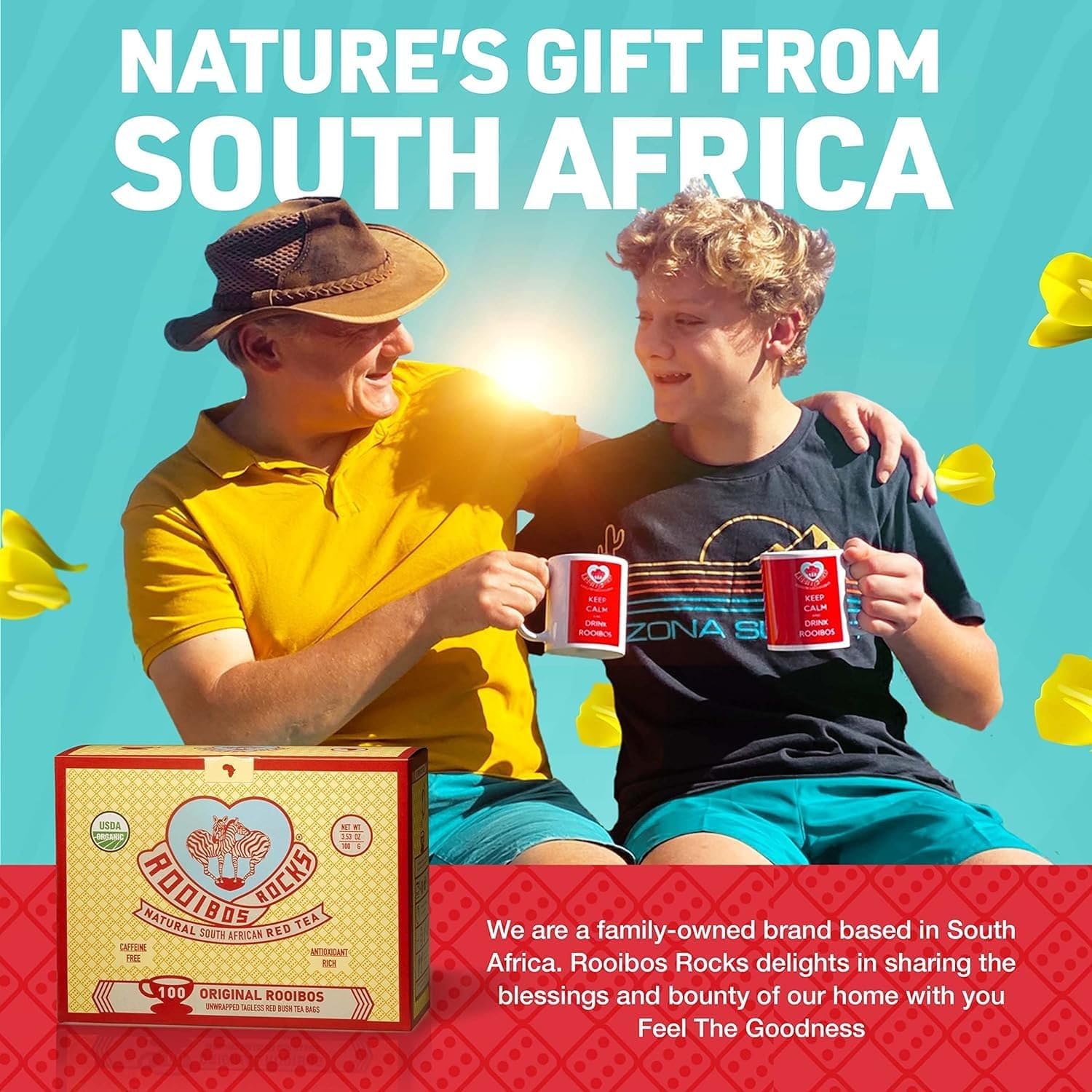 Rooibos Rocks caffeine-free tea ideal for kids and busy days.
