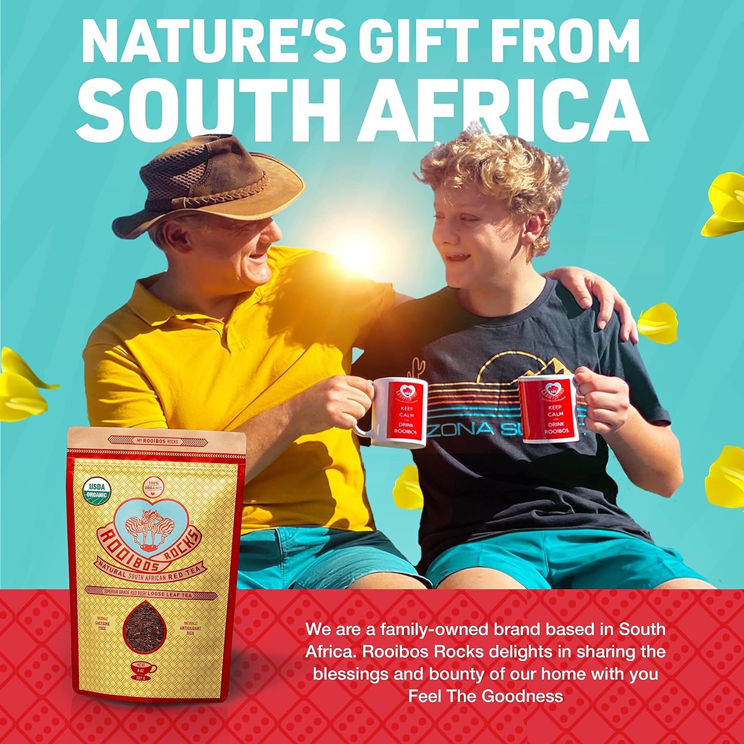 ROOIBOS ROCKS rich aroma inviting a comforting ritual with every brew