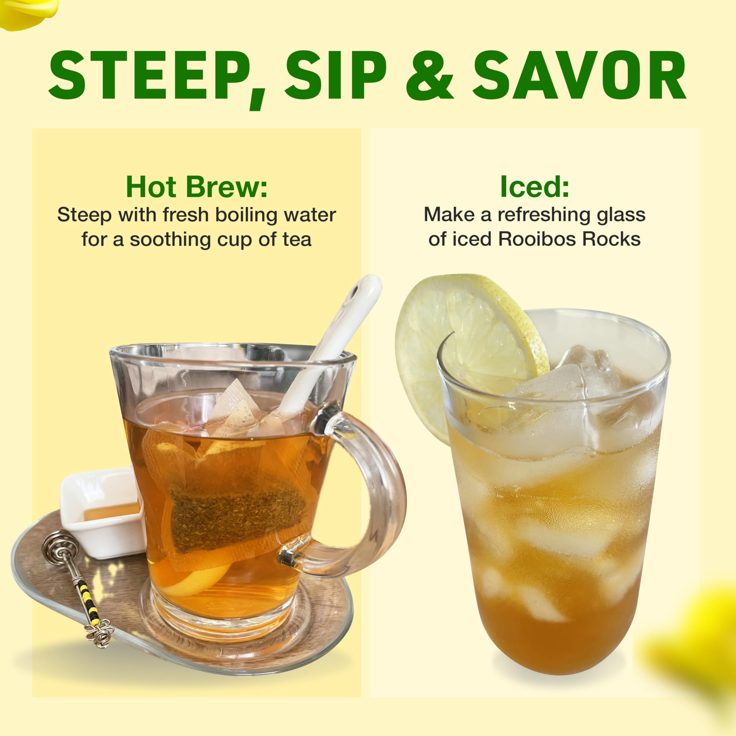 Sustainably grown ROOIBOS ROCKS tea supports ethical farming and responsible sourcing