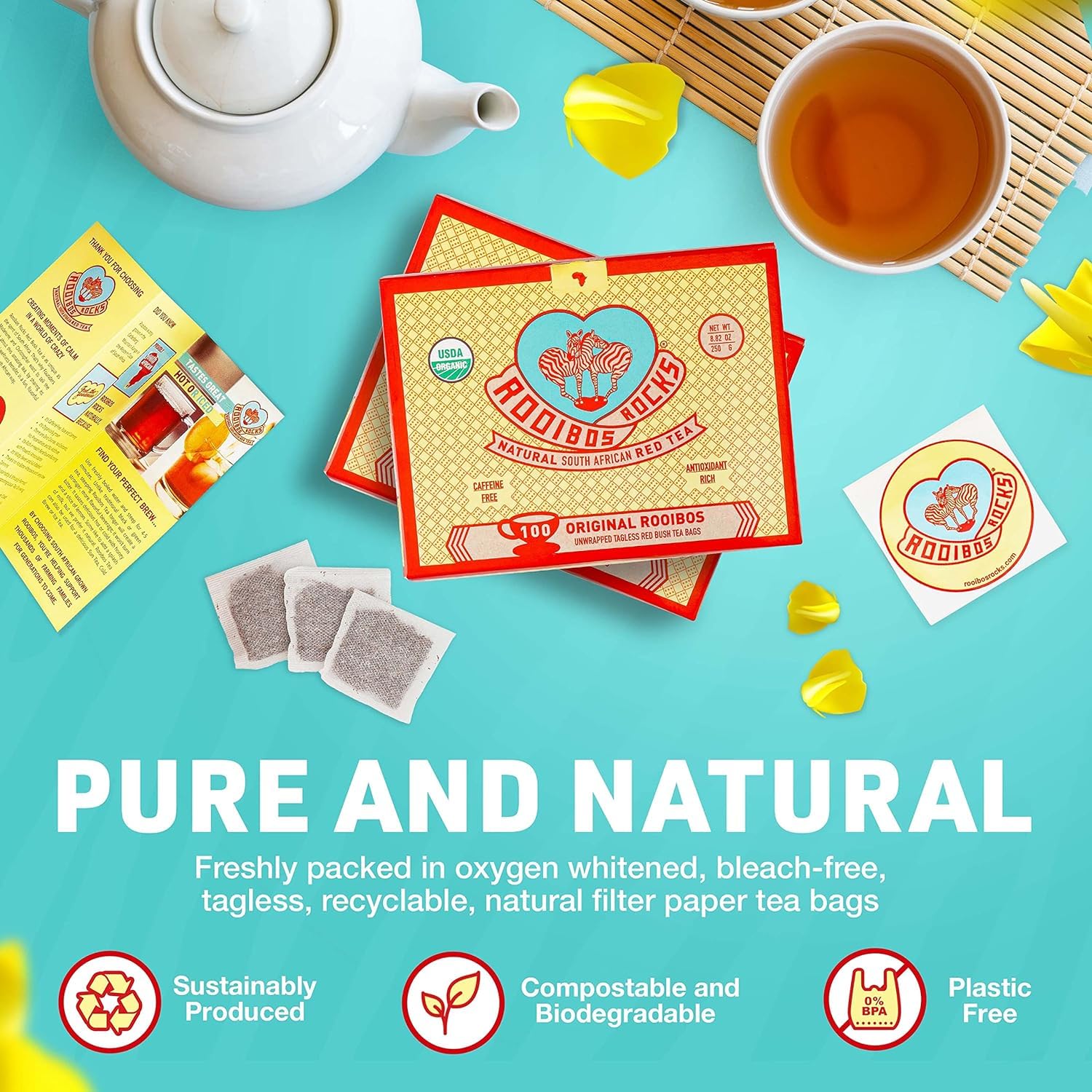 ROOIBOS ROCKS biodegradable tea bags improve eco-friendly routines.