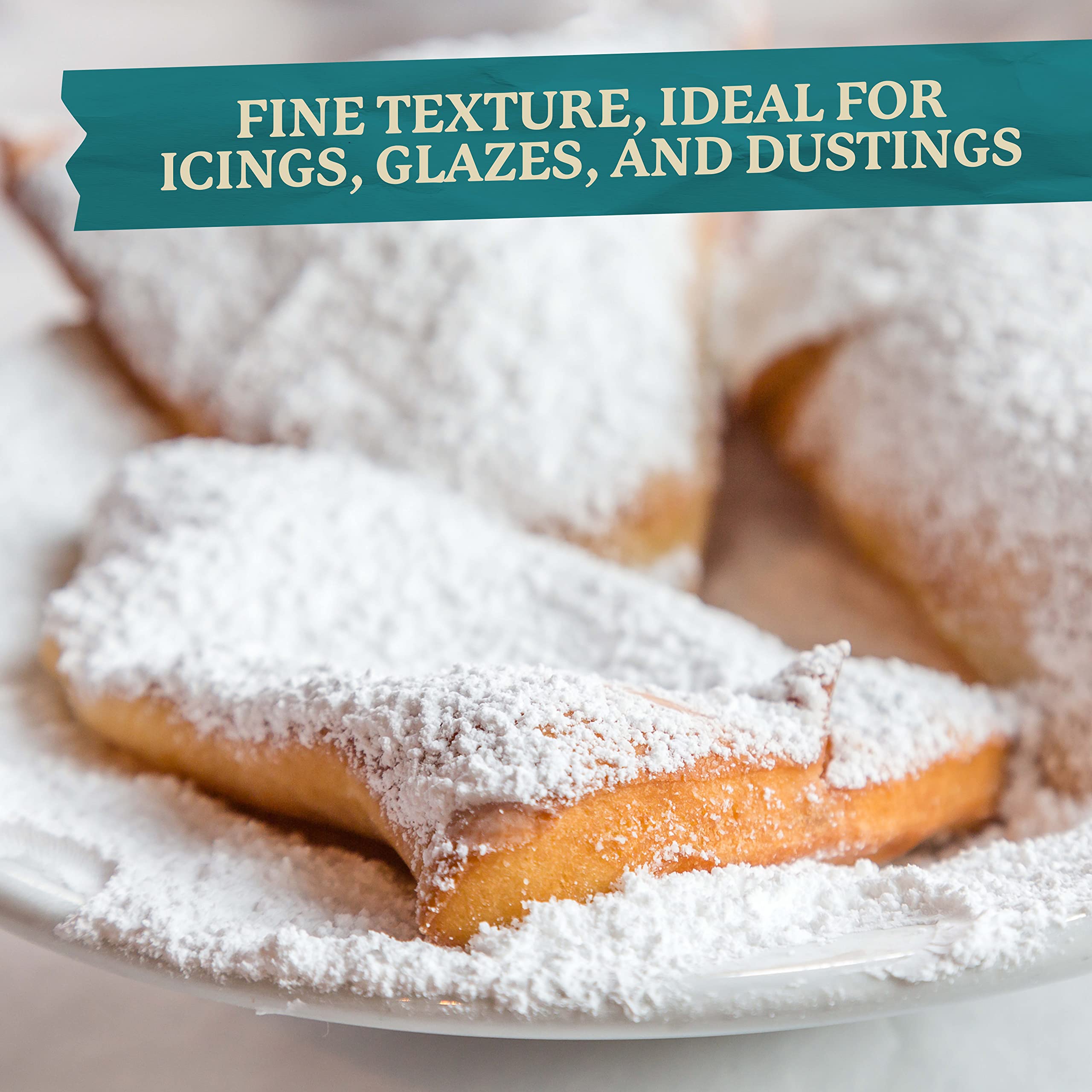 Roots Circle confection sugar dusting on pastries yields delicate sweetness and shine.