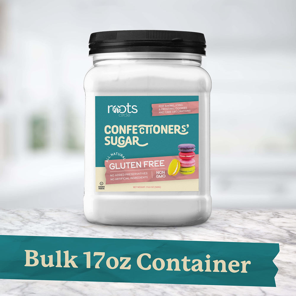 Roots Circle confection sugar icing topping adds even sweetness to desserts.