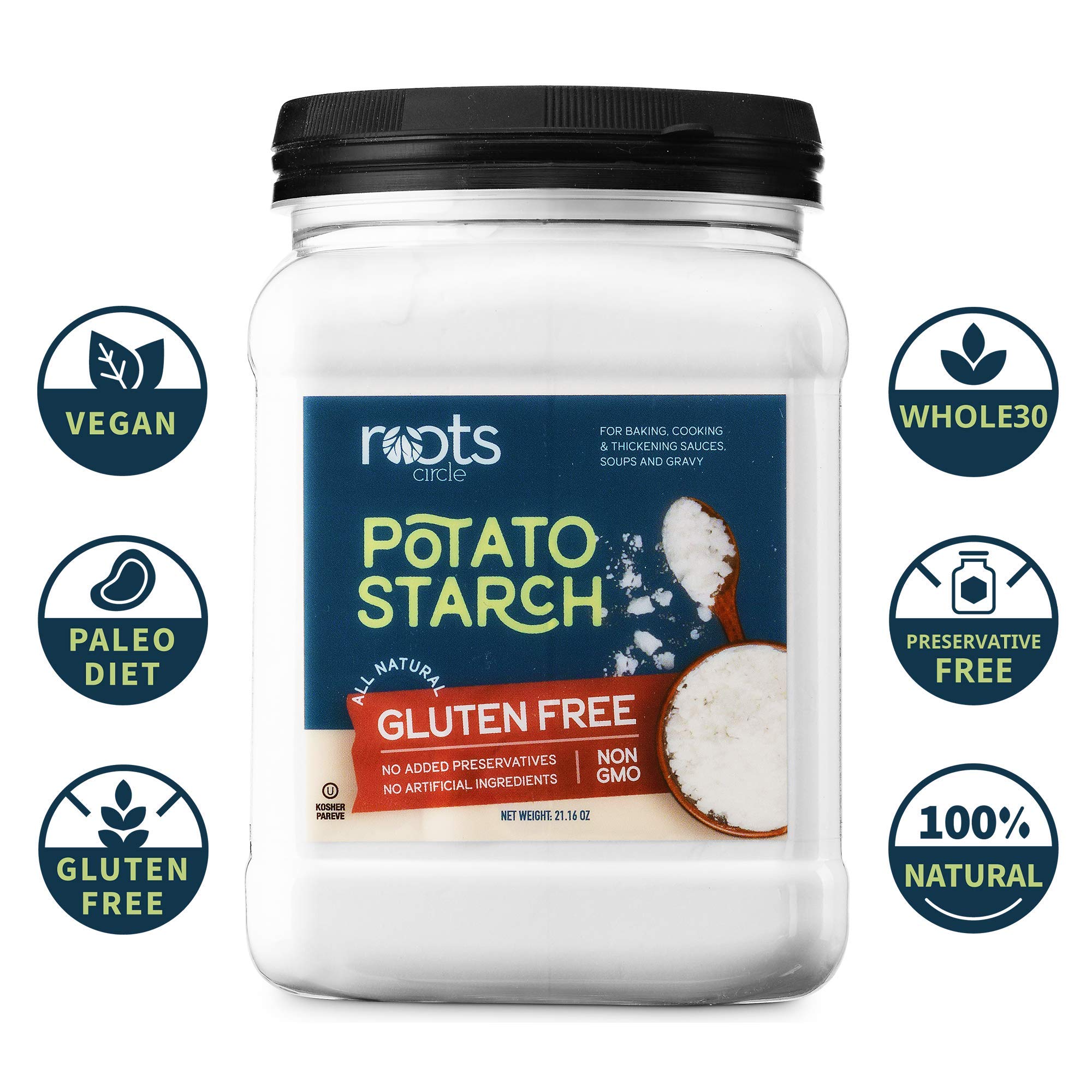 Roots Circle gluten-free potato starch label on package