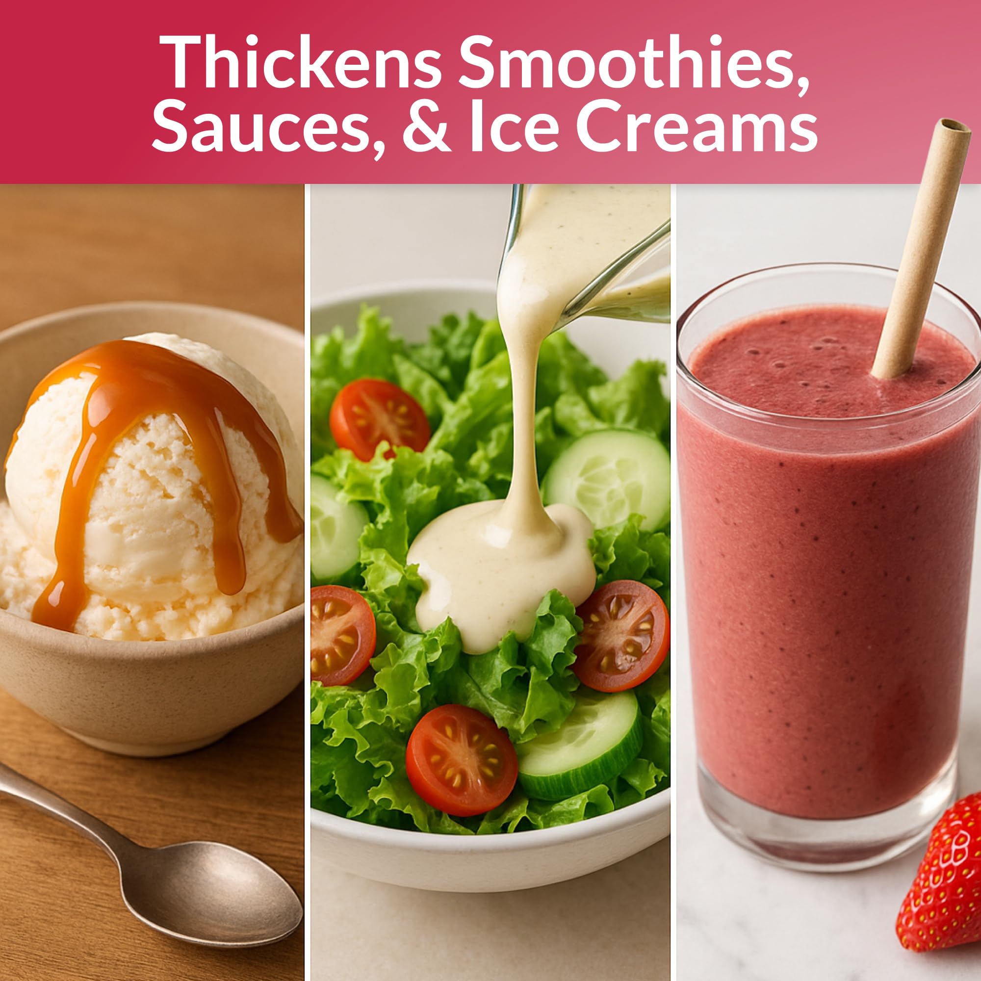 A thickened smoothie using Roots Circle guar gum powder for creamy consistency.