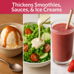 A thickened smoothie using Roots Circle guar gum powder for creamy consistency.