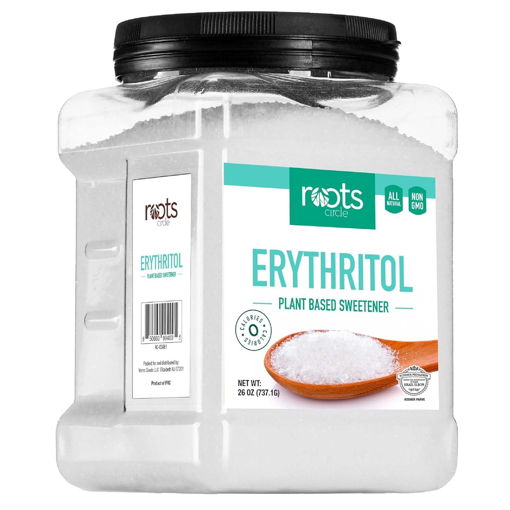 Roots Circle Premium Erythritol bottle – zero-calorie sweetness for baking
