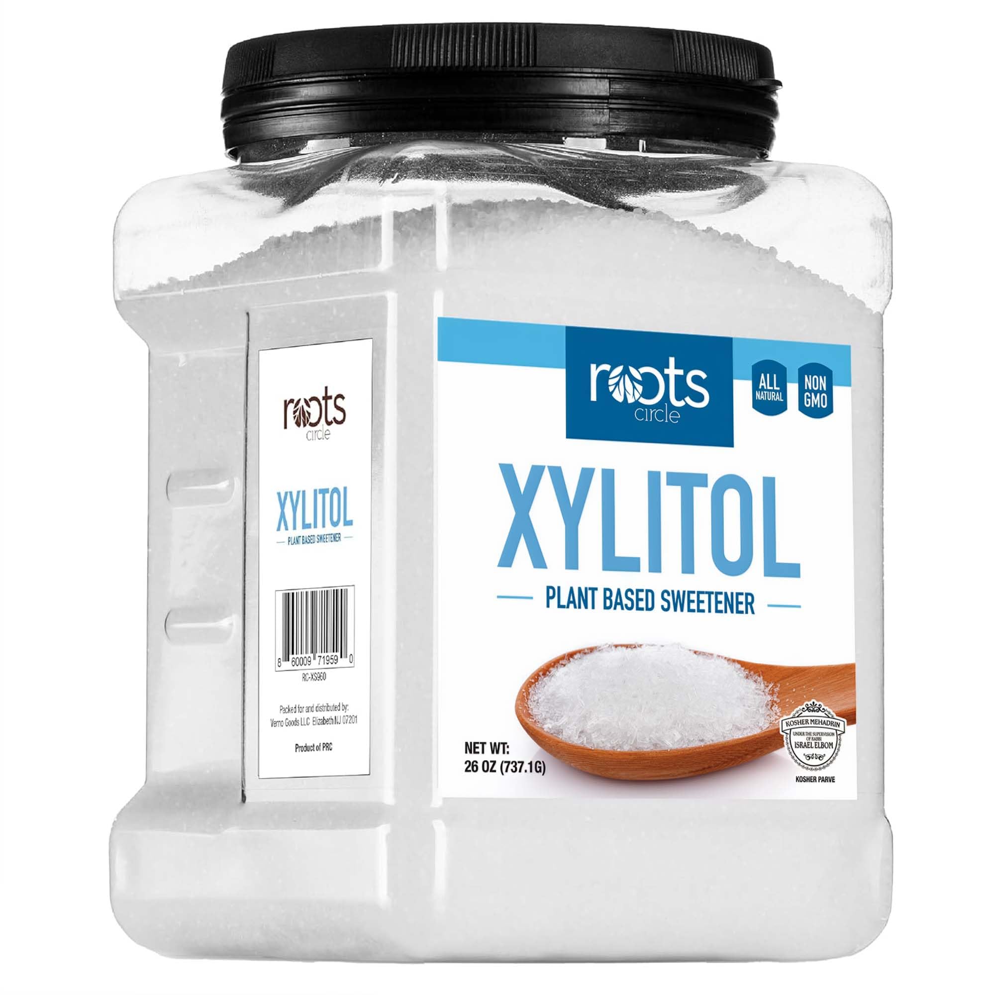 Roots Circle Xylitol Sweetener packaging front showing zero-calorie plant-based sweetness