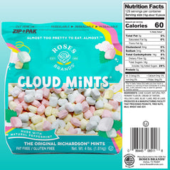 Roses Brands Cloud Mints melt-in-mouth peppermint for refreshing after-dinner moments.