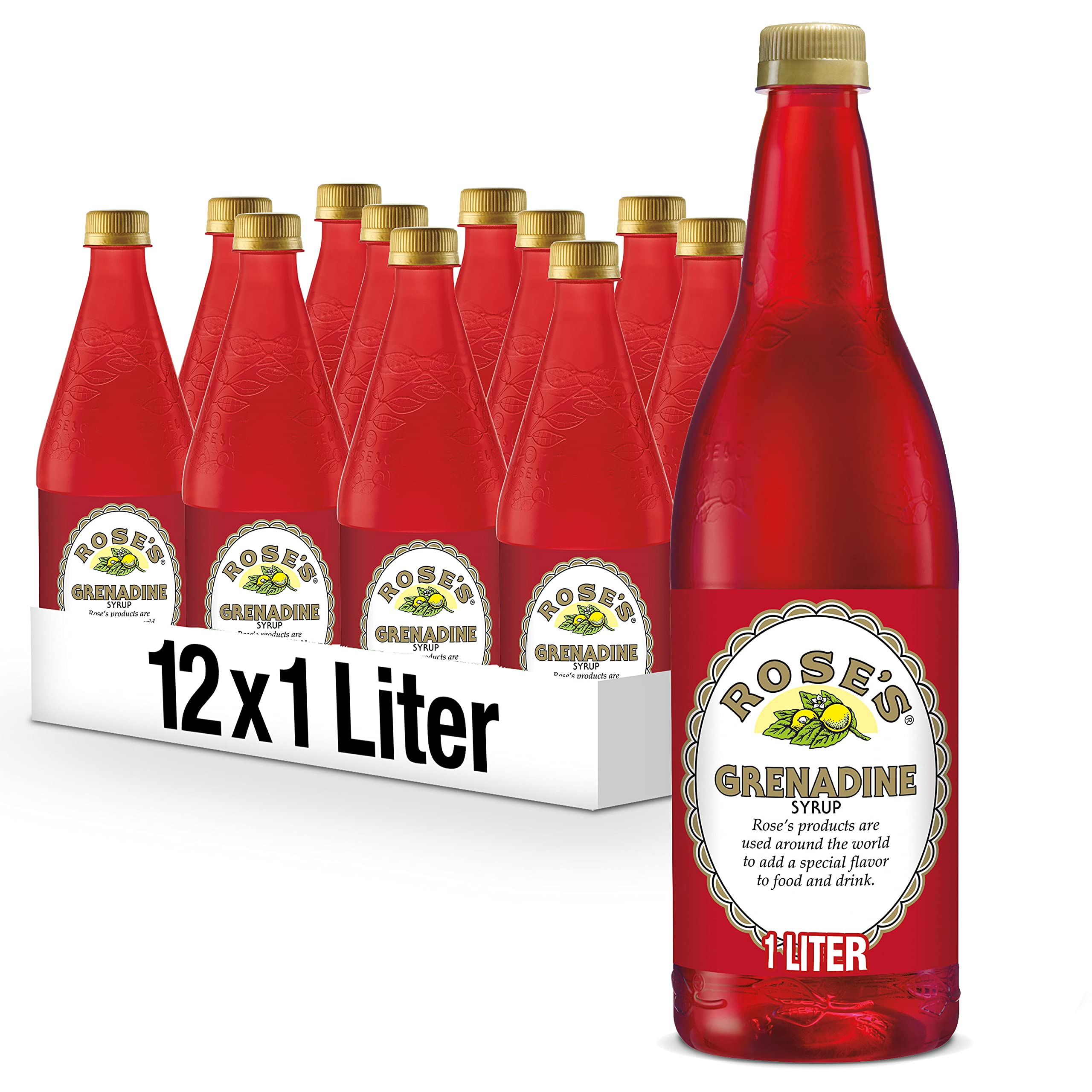 Rose's Grenadine bottle pour adds rich color and smooth sweetness to cocktails.