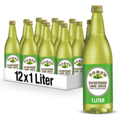 Rose's Sweetened Lime Juice one-liter bottle front view for cocktails