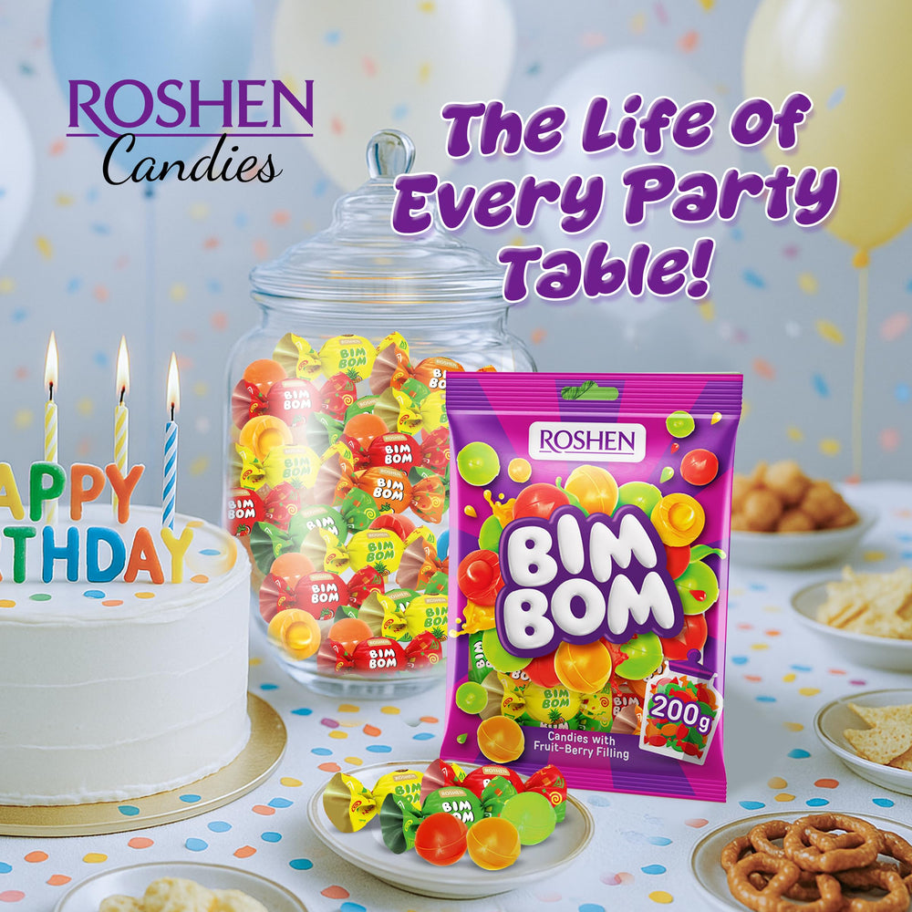 Roshen Bim Bom bulk-pack assorted candies ideal for parties.