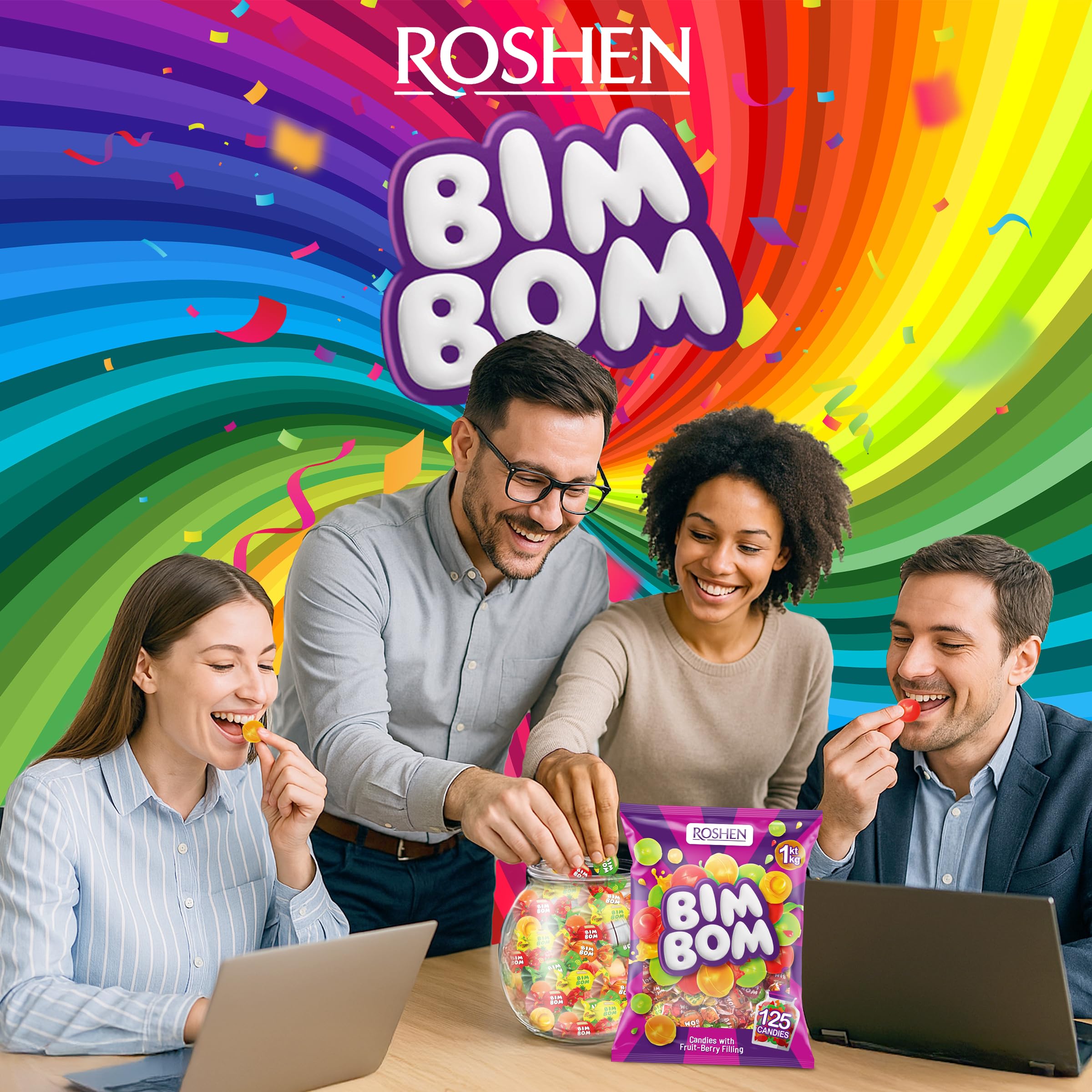 Roshen Bim Bom bulk pack candies ready for sharing at events.