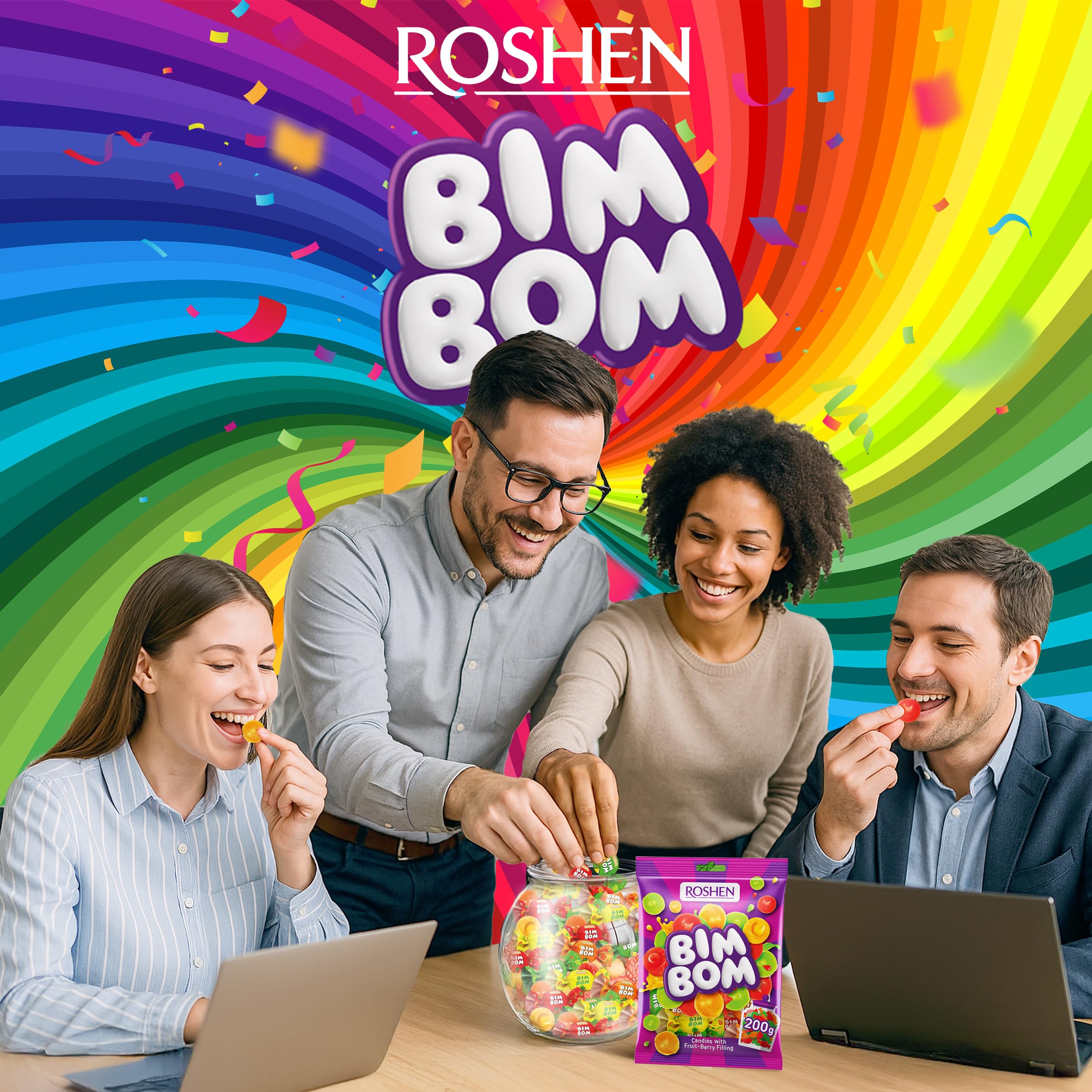 Roshen Bim Bom individually wrapped candies stay fresh for sharing.