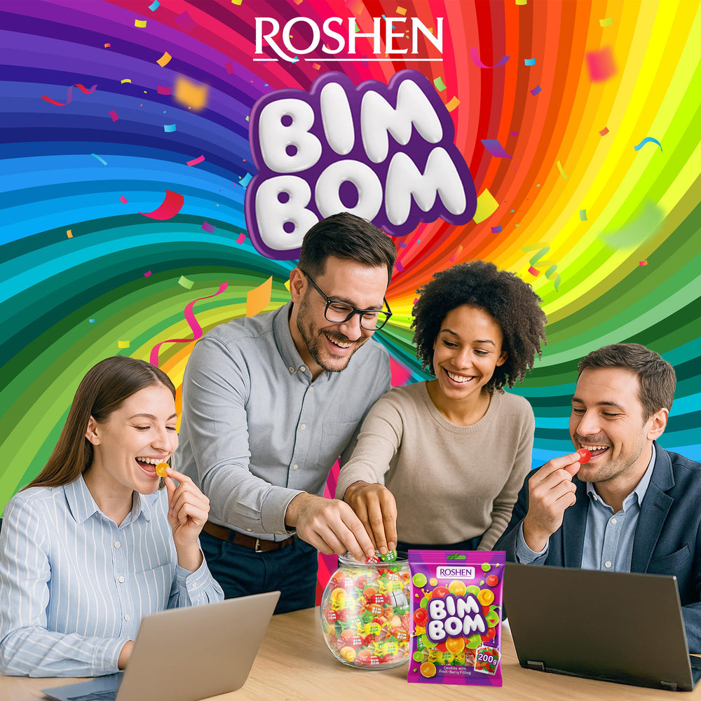 Roshen Bim Bom individually wrapped candies stay fresh for sharing.