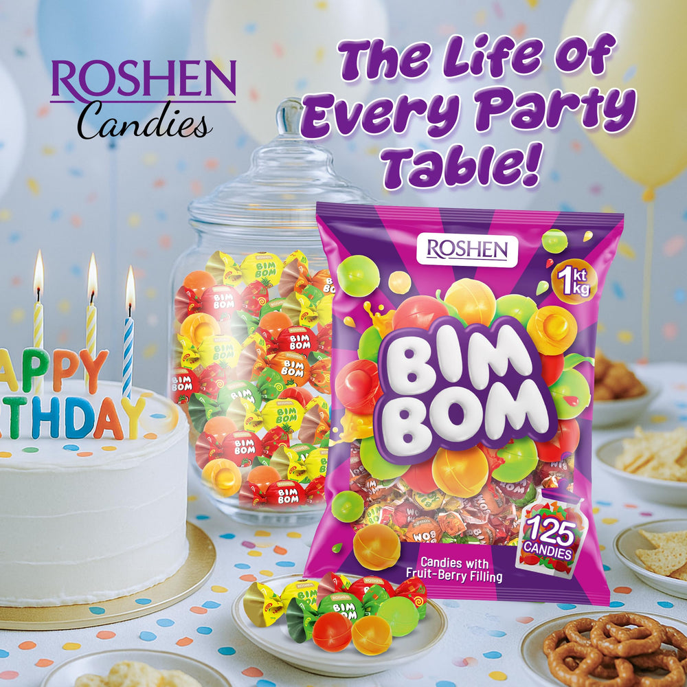 Roshen Bim Bom individually wrapped candies travel-friendly snack option.