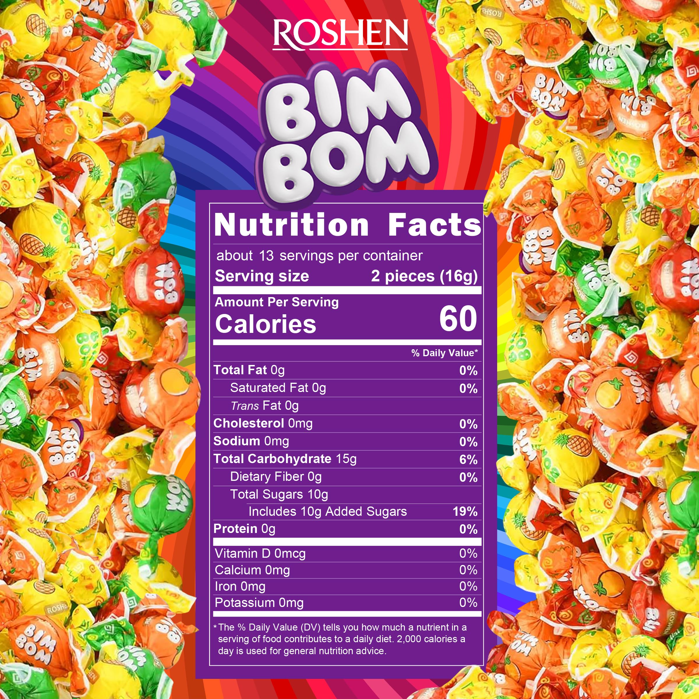 Roshen Bim Bom pineapple-filled candy ideal for refreshing breaks.