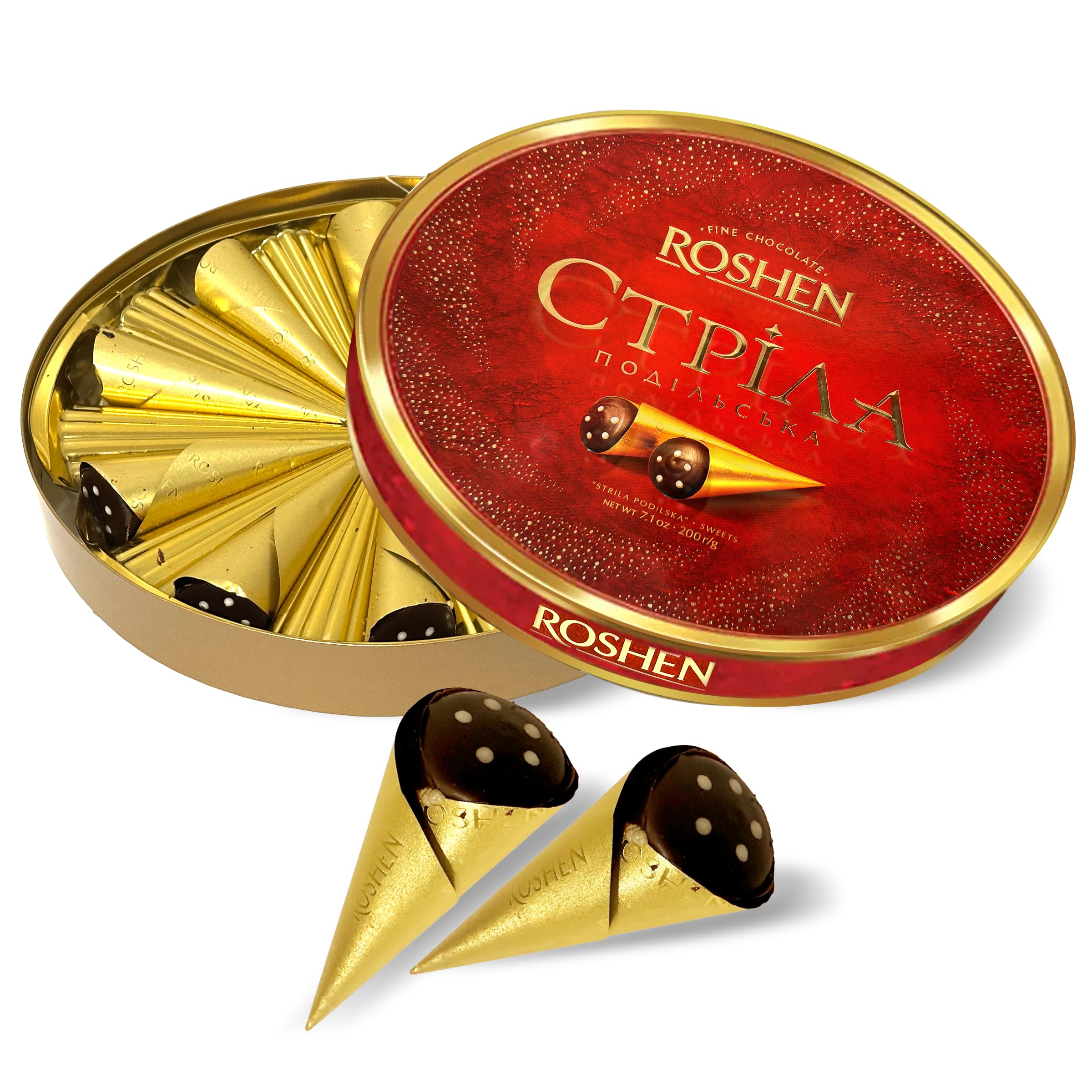 Roshen chocolate gift box with red packaging, ideal for festive gifting and celebrations