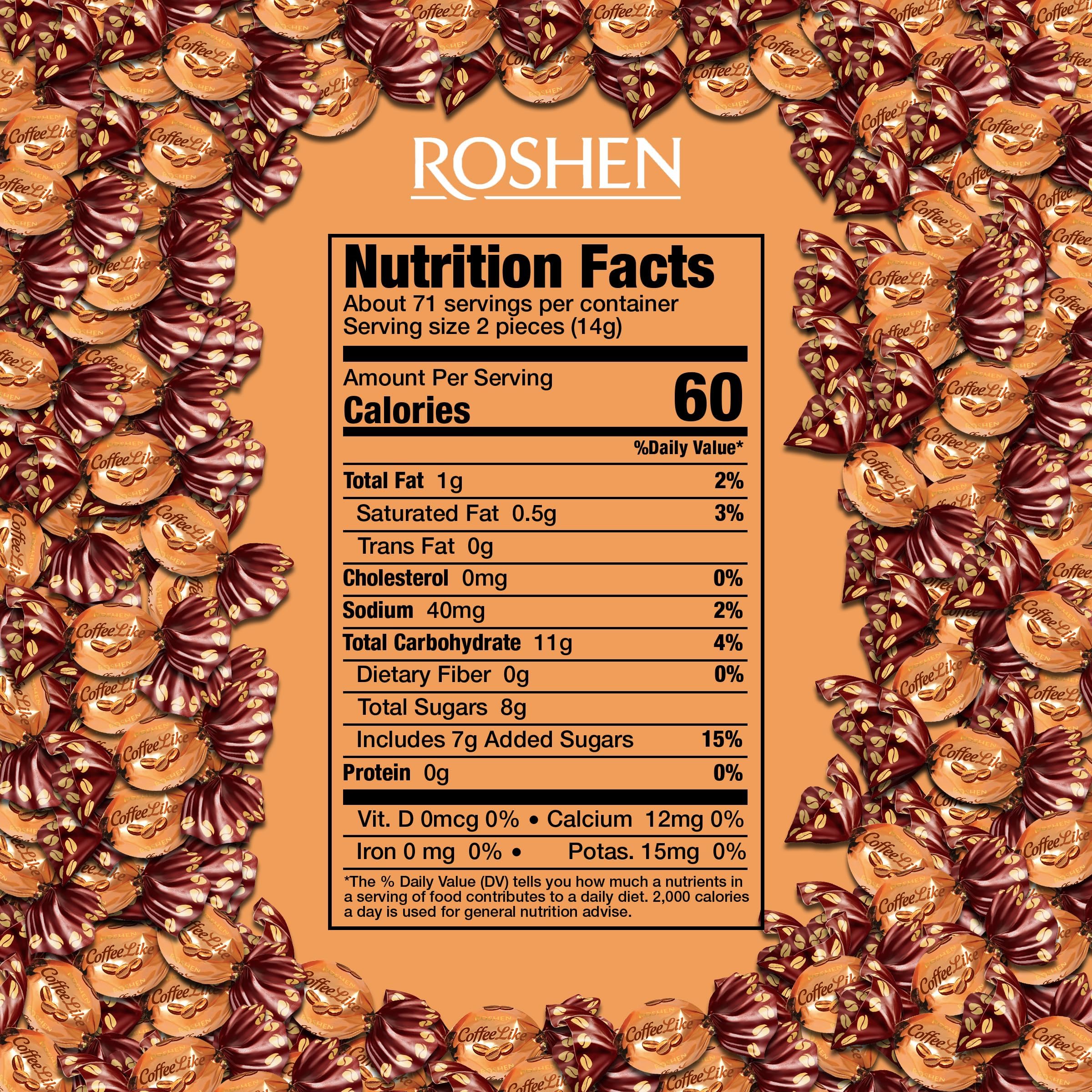 Roshen Coffeelike caramel candies bulk bag shown for office snacking and sharing.