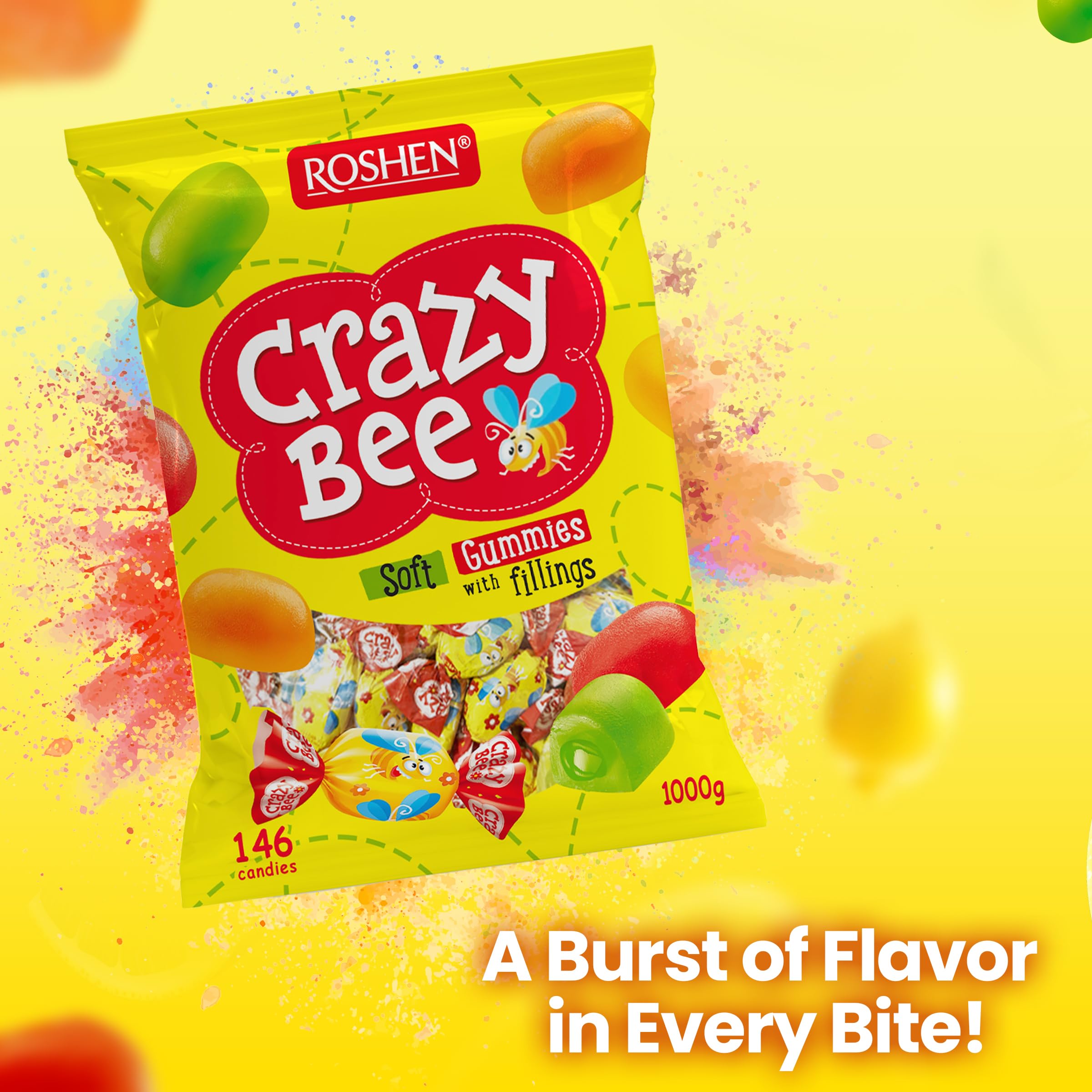 Roshen Crazy Bee Jelly Candy bulk 1 kg pack, ideal for parties and gifts.