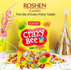 Roshen Crazy Bee Jelly Candy, Kosher and Halal certified for diverse diets.