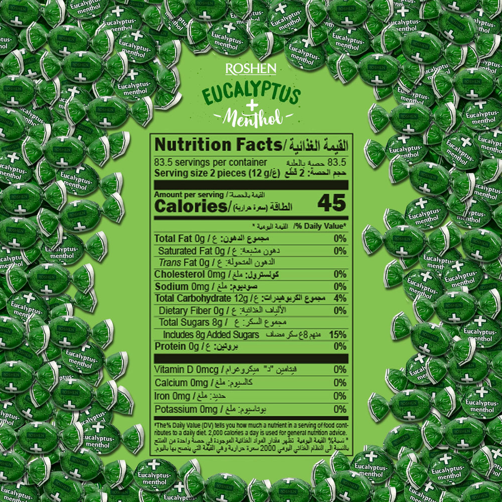 Roshen eucalyptus-menthol hard candy individually wrapped for freshness on the go