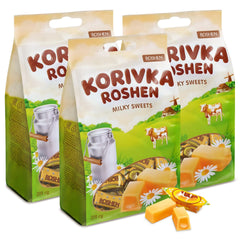Roshen Korivka cow candy pack of 3, ideal for sharing or gifting.