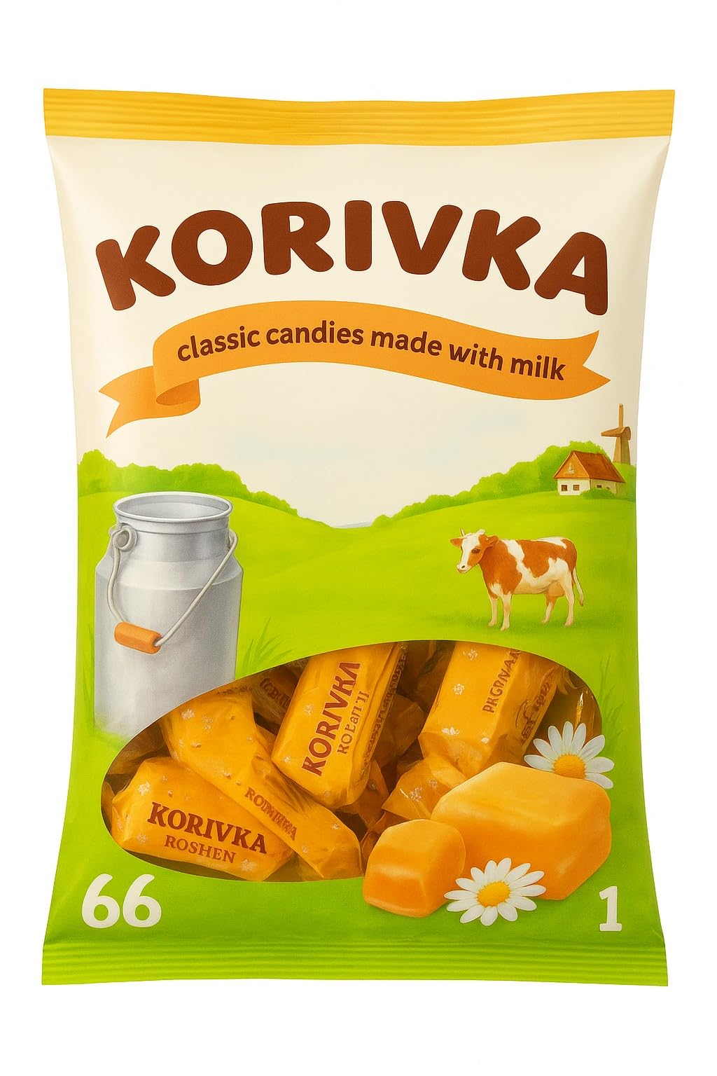 Roshen Korivka milk fudge bite, creamy center and crust, ideal for gifting