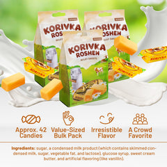 Roshen Korivka soft creamy texture delivering melt-in-your-mouth indulgence.