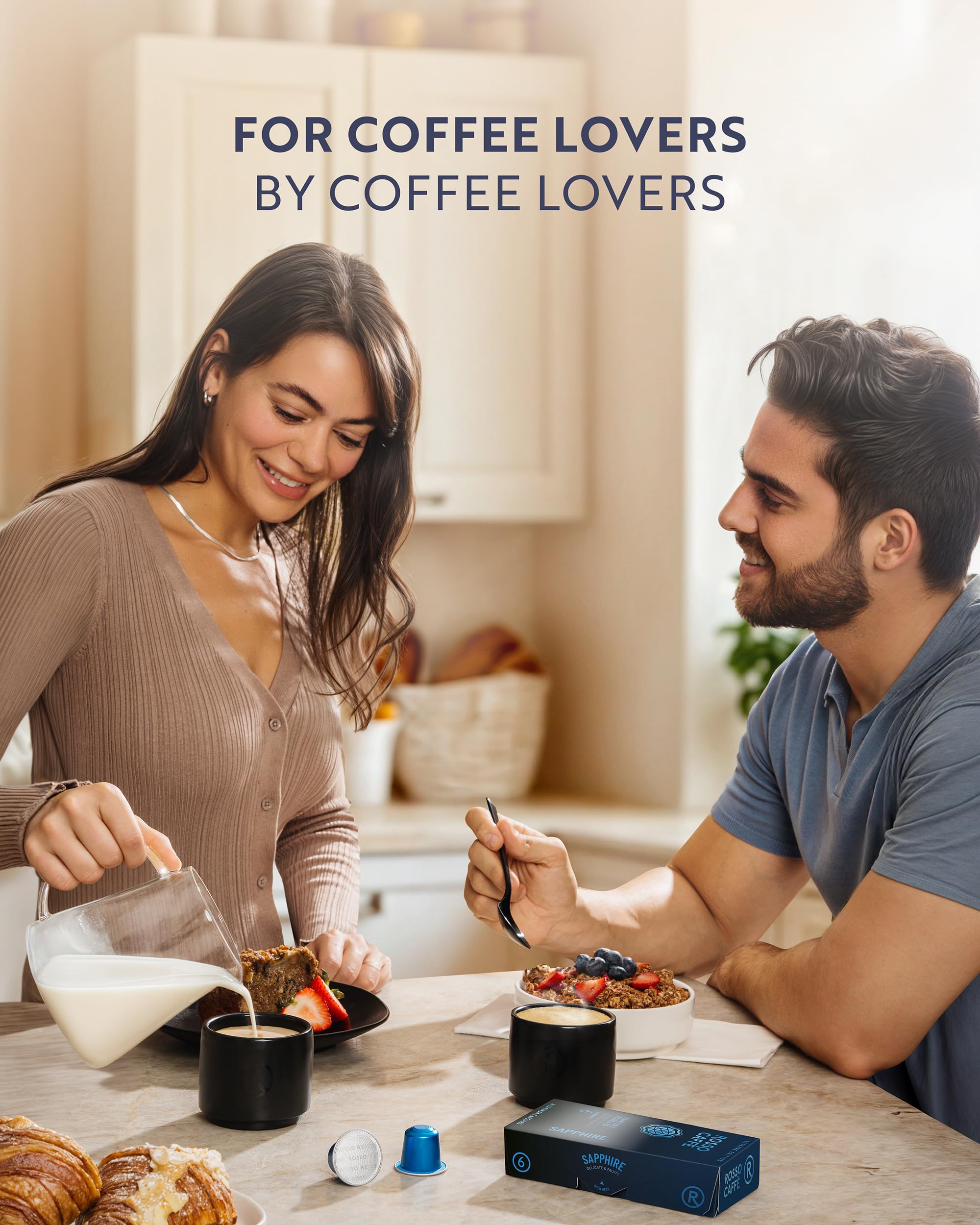 Compact 80-capsule pack fits neatly in your coffee cabinet for easy rotation.