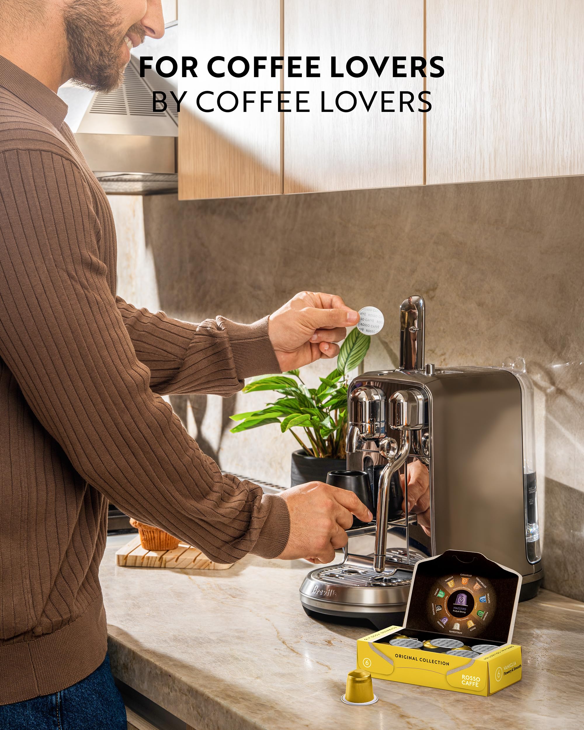 Rosso Caffè coffee beans and roast scene signaling premium sourcing