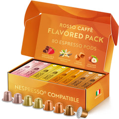 Rosso Caffè 80-pack packaging on display for premium home espresso