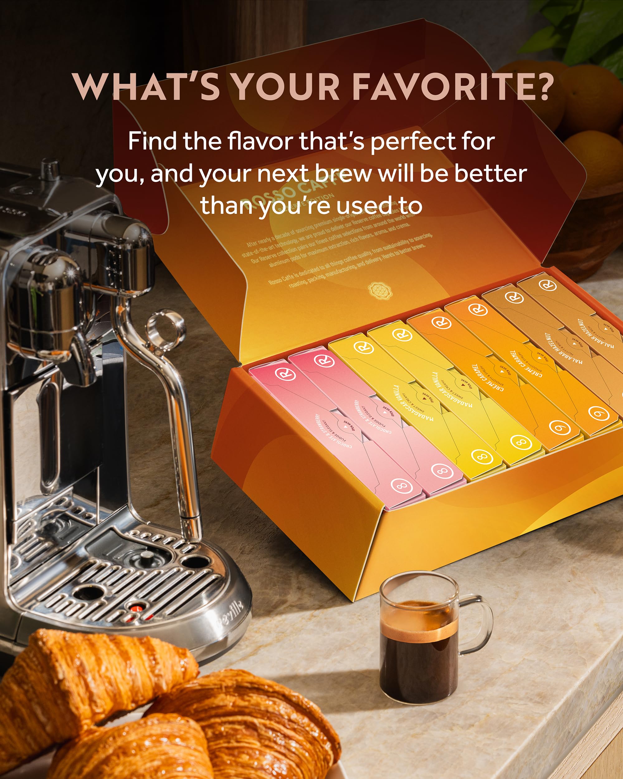 Rosso Caffè Hazelnut flavor pod with nutty, balanced profile