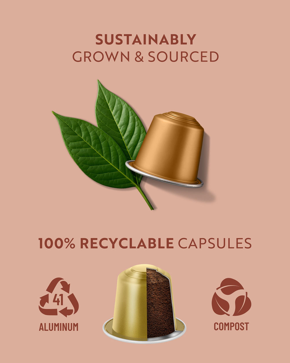 Rosso Caffè recyclable aluminum capsules preserve aroma and flavor