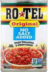 RO*TEL no salt added tomatoes and chilies enhance queso without extra salt.