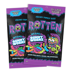 Rotten Original Gummy Worms front pack showcasing gluten-free, low-sugar candy