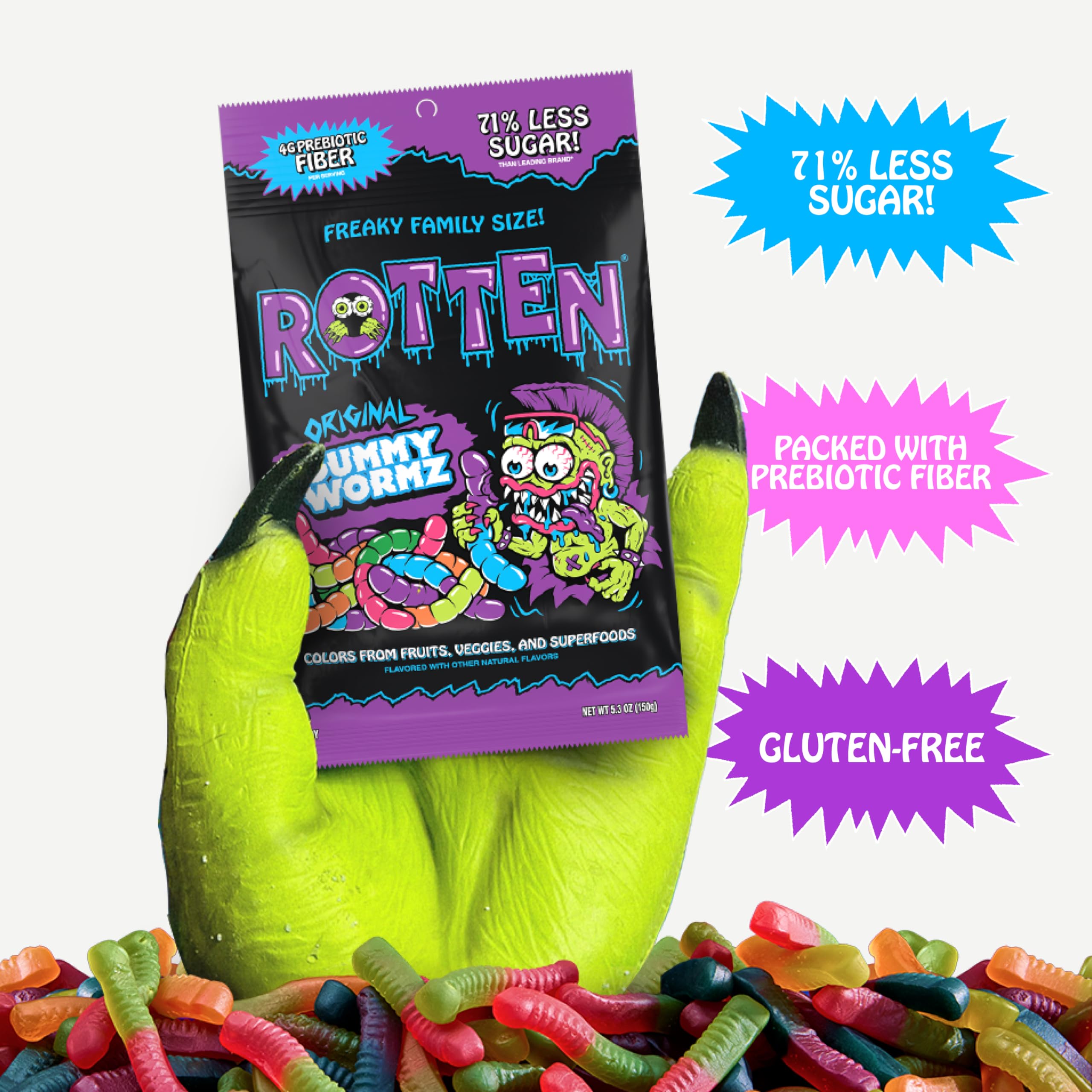 Rotten Original Gummy Worms share pack ready for on-the-go snacking
