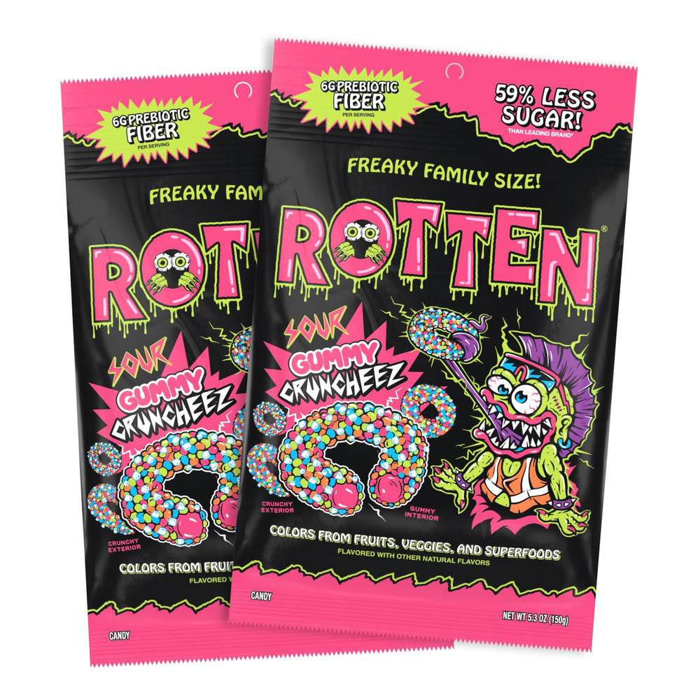 Rotten Sour Gummy Cruncheez loopy lime bite with bold flavor and chewy texture