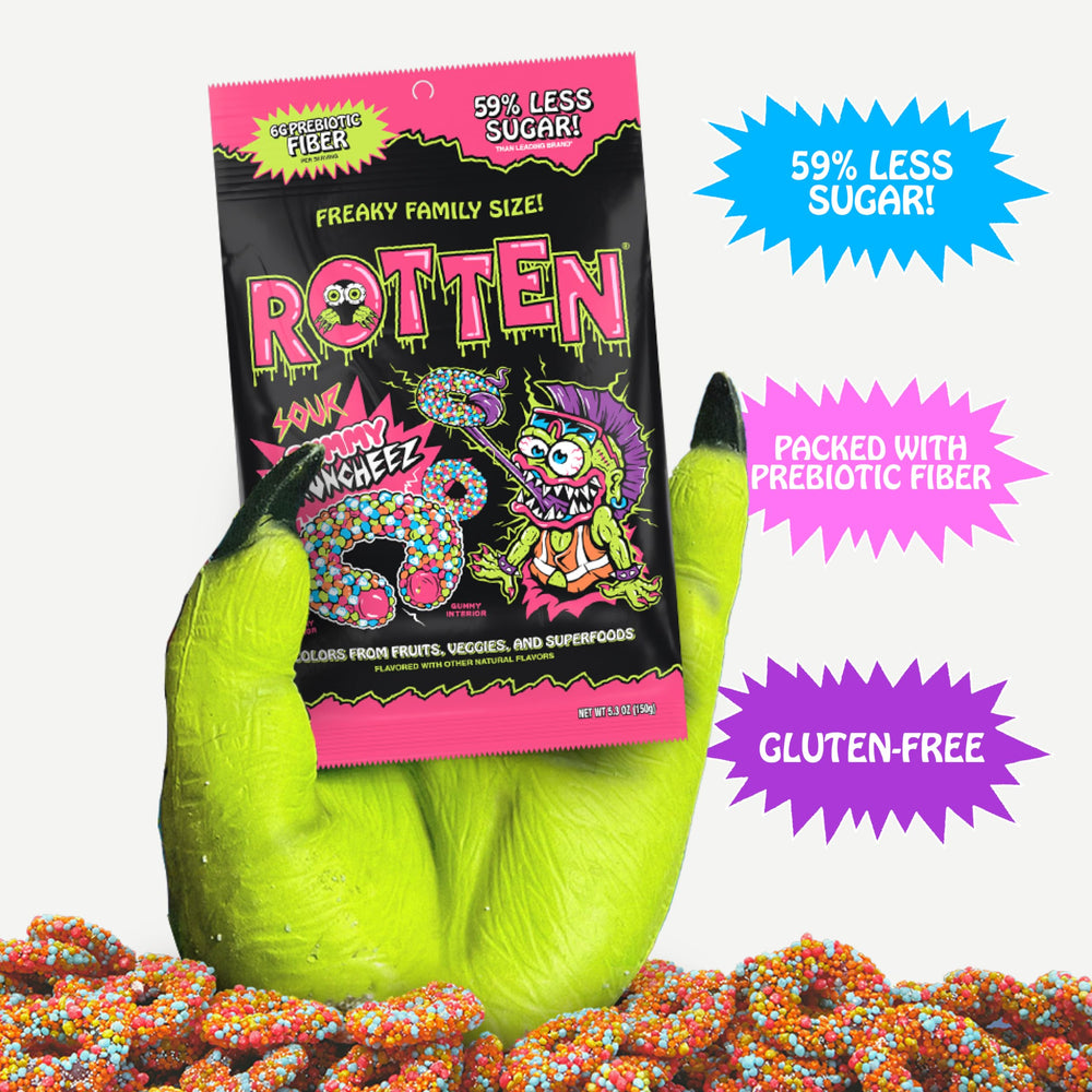Rotten Sour Gummy Cruncheez USA-made promise with clean ingredients