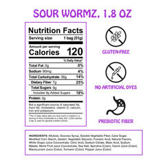 Close-up of Rotten Sour Gummy Worms showing chewy texture for snacking