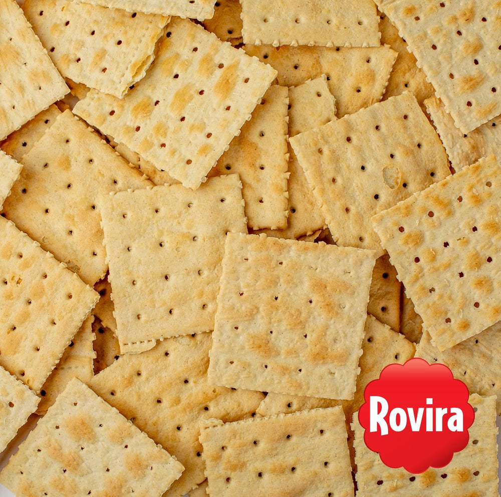 Rovira crackers stored in bucket preserving freshness for later use.