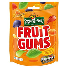 Rowntree's Fruit Gums 150 g pack of 3, vegan-friendly fruity gummies for sharing.