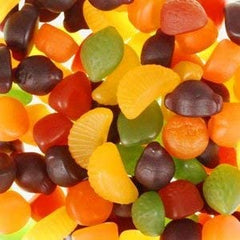 Close-up of vibrant Rowntree's Fruit Gums showcasing bright, fruity textures.