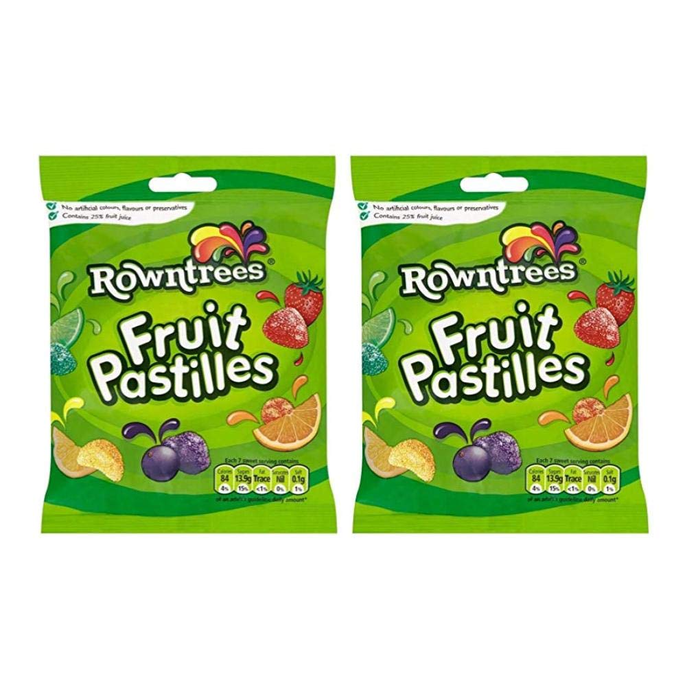 Rowntree's Fruit Pastilles bag 143g two-pack, ideal for sharing and on-the-go snacking.
