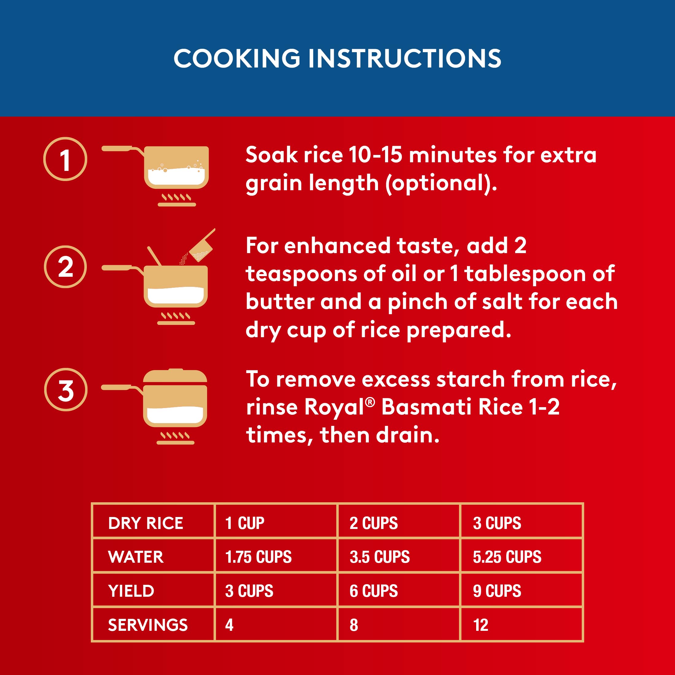 Royal Basmati Rice side dish option; versatile grain for any meal.